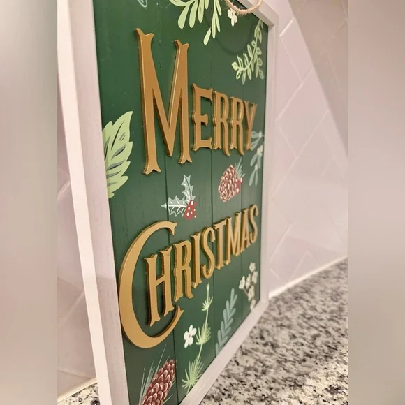 Hanging Wooden Merry Christmas Decorative Sign - Picture 2 of 6